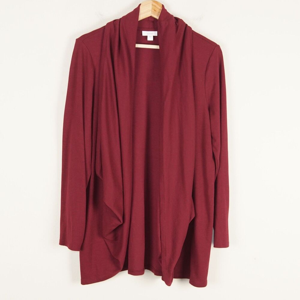 Pure J Jill Dark Red Bordeaux Cardigan Multi Way Wrap Womens Sz L